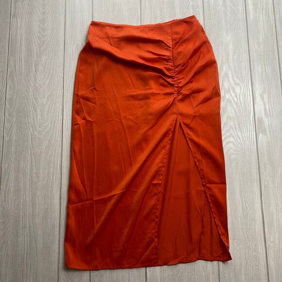 Elegant Orange Ruched Skirt - Picture 1 of 8